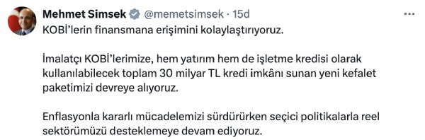 KOBİ'lere yeni destek paketi! Bakan Şimşek açıkladı: Finansmana erişimi kolaylaştırıyoruz